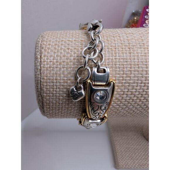 Brighton Two-Tone Crystal Accent Link Bracelet 7.5 Inch Length - Picture 4 of 8